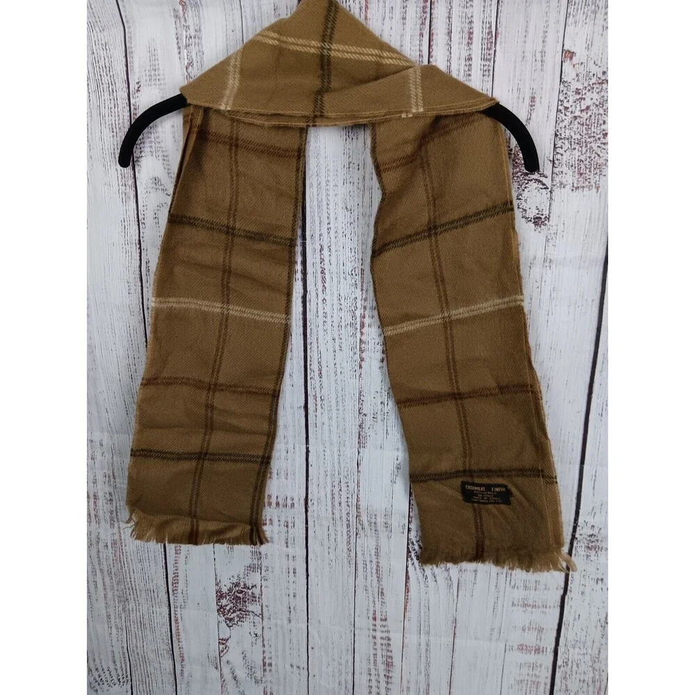 CASHMERE FINISH - 100% ACRYLIC - BROWN PLAID SCARF!